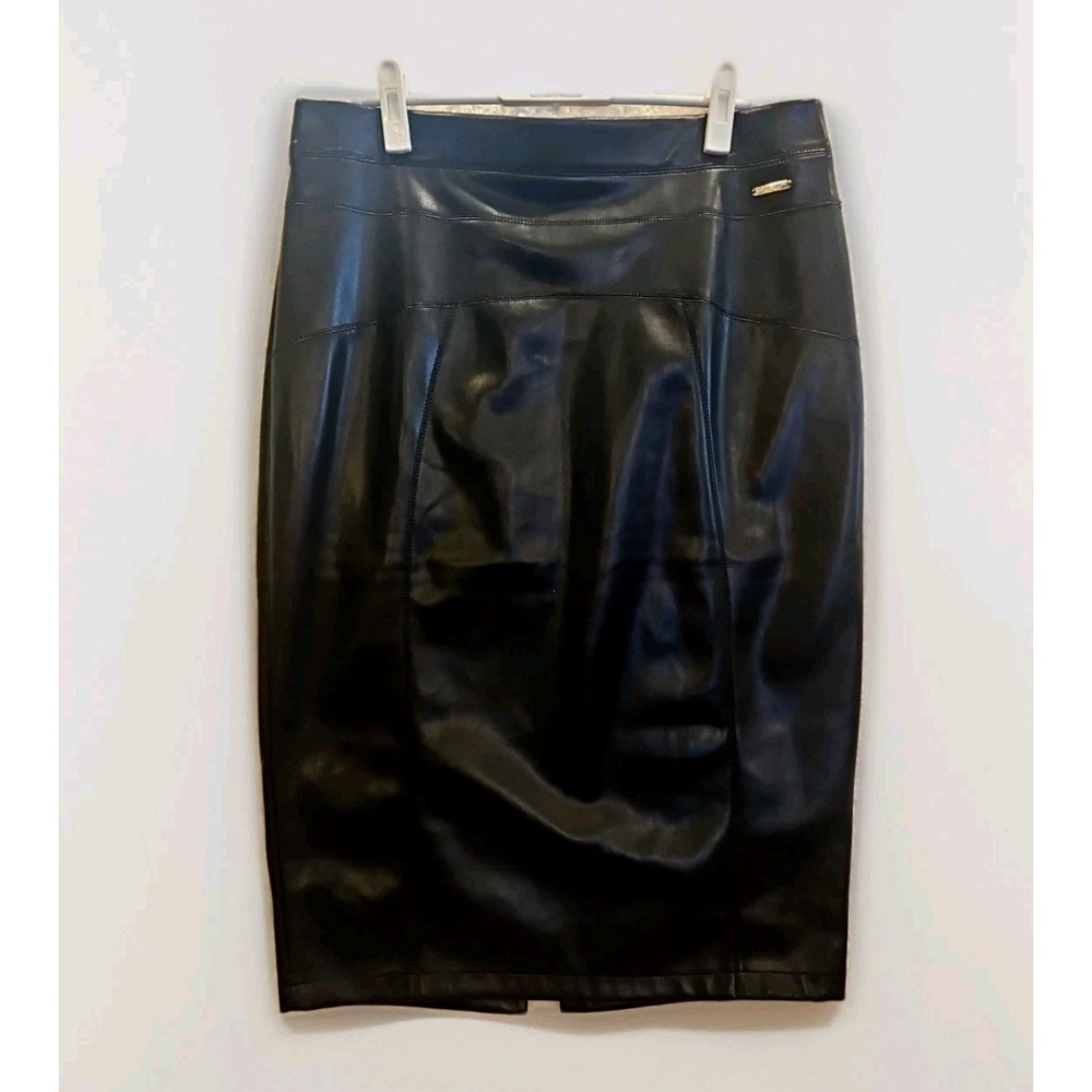 Marc New York Black Faux Leather Pencil Skirt